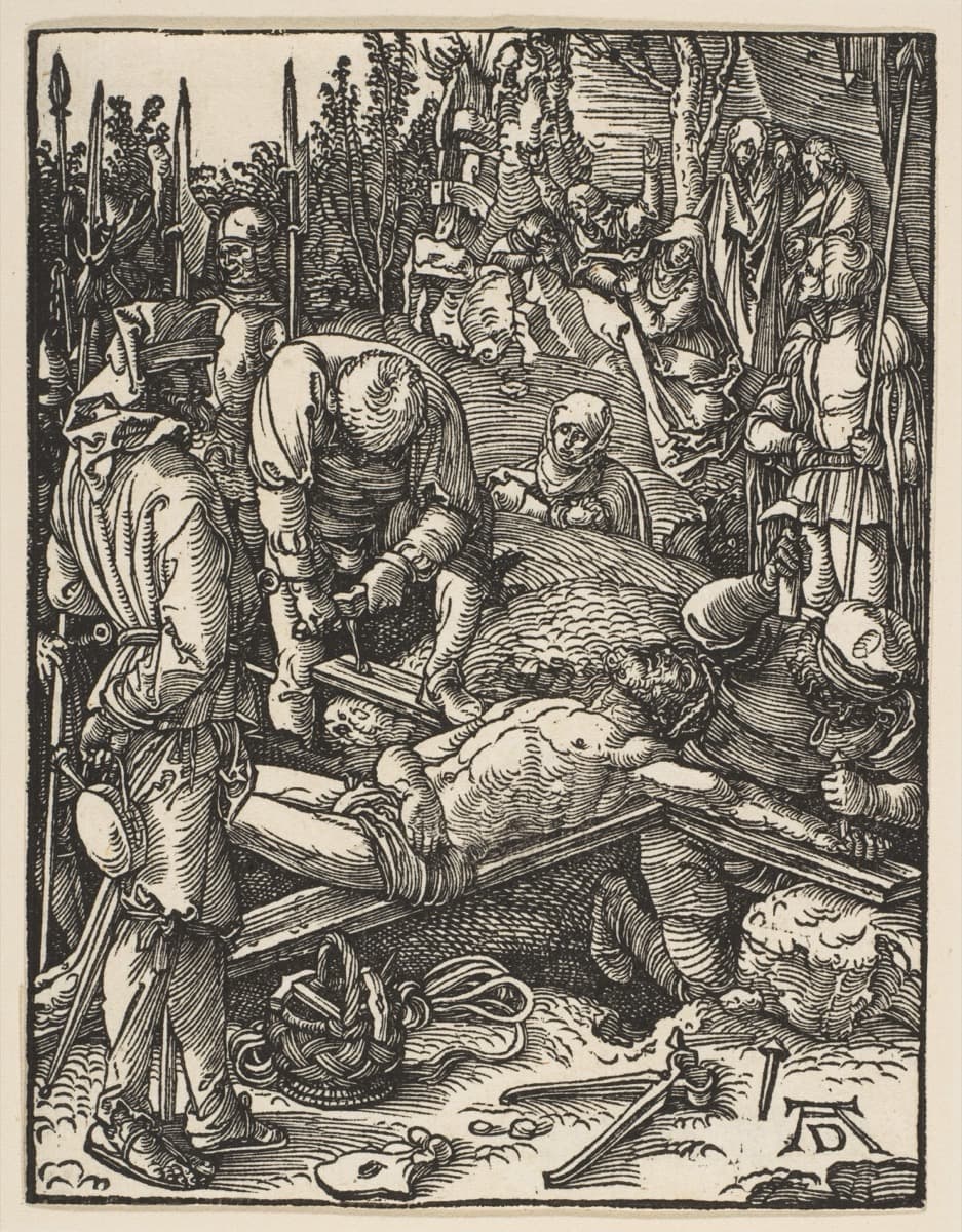 Station 11: Jesus is nailed to the cross - Durer woodcut of the Crucifixion