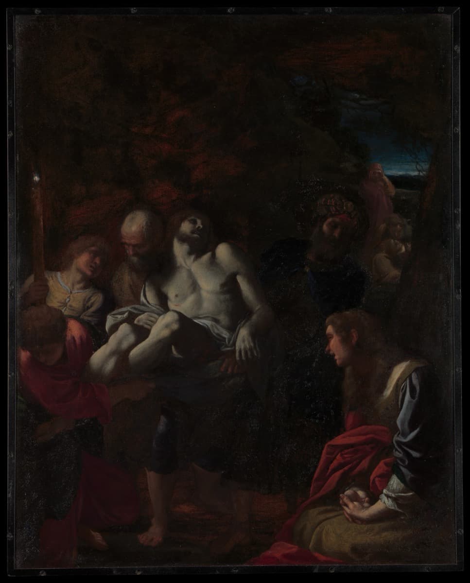 Station 14: Jesus is laid in the tomb - Annibale Carracci painting of the Entombment