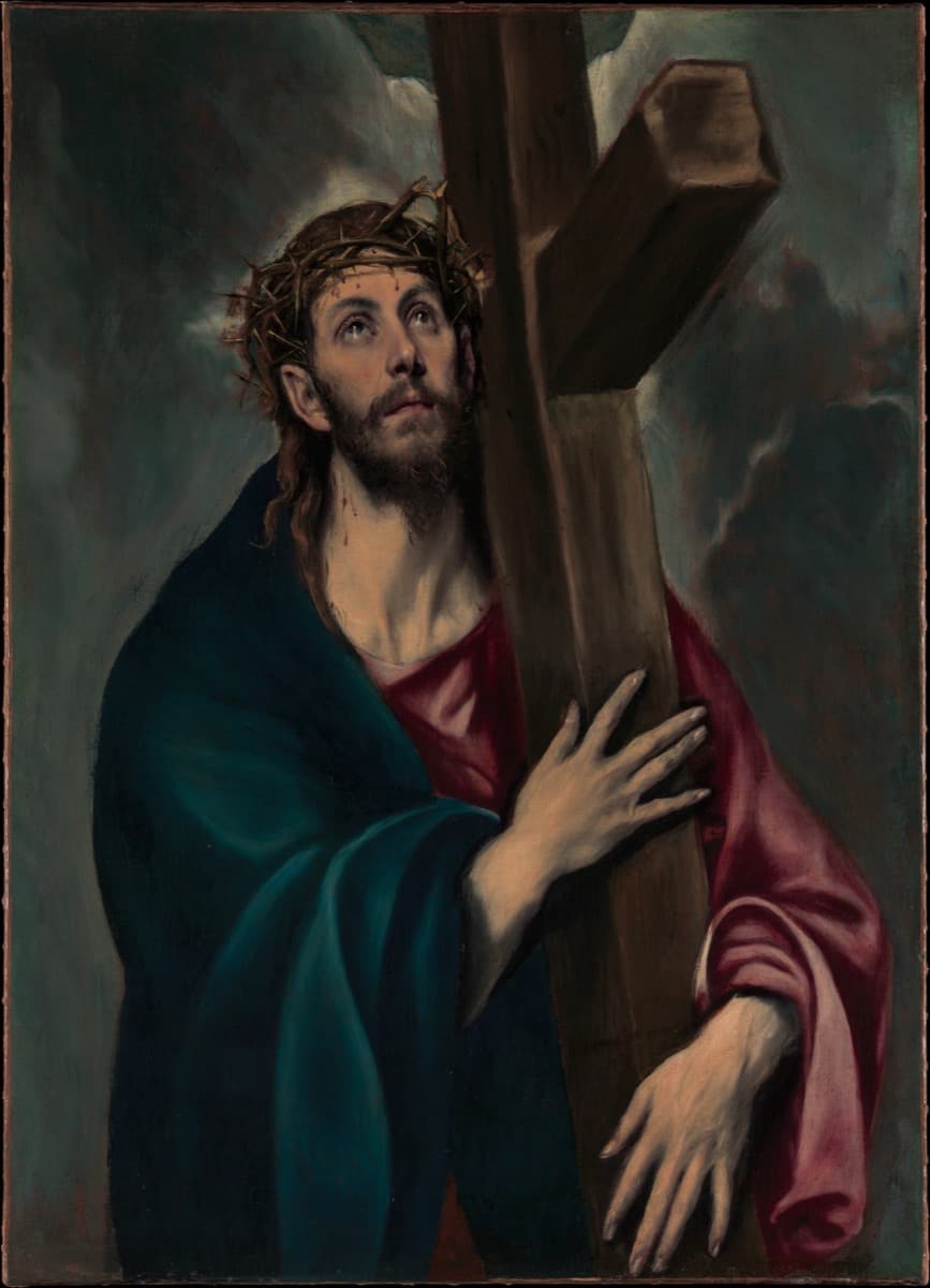 Station 2: Jesus carries His cross - El Greco painting of Christ carrying the cross