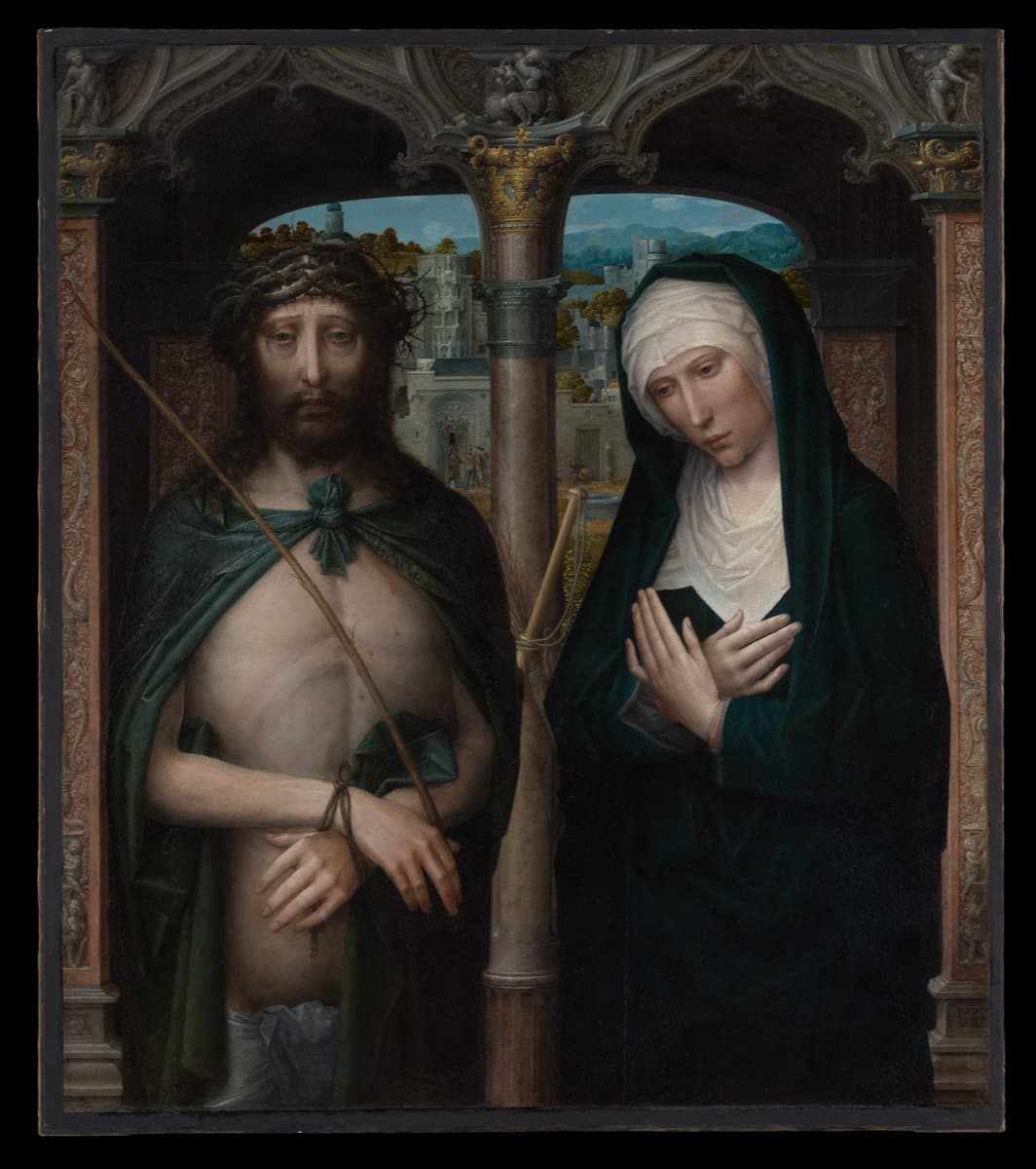 Station 4: Jesus meets His mother - Isenbrant painting of Christ and the Mourning Virgin