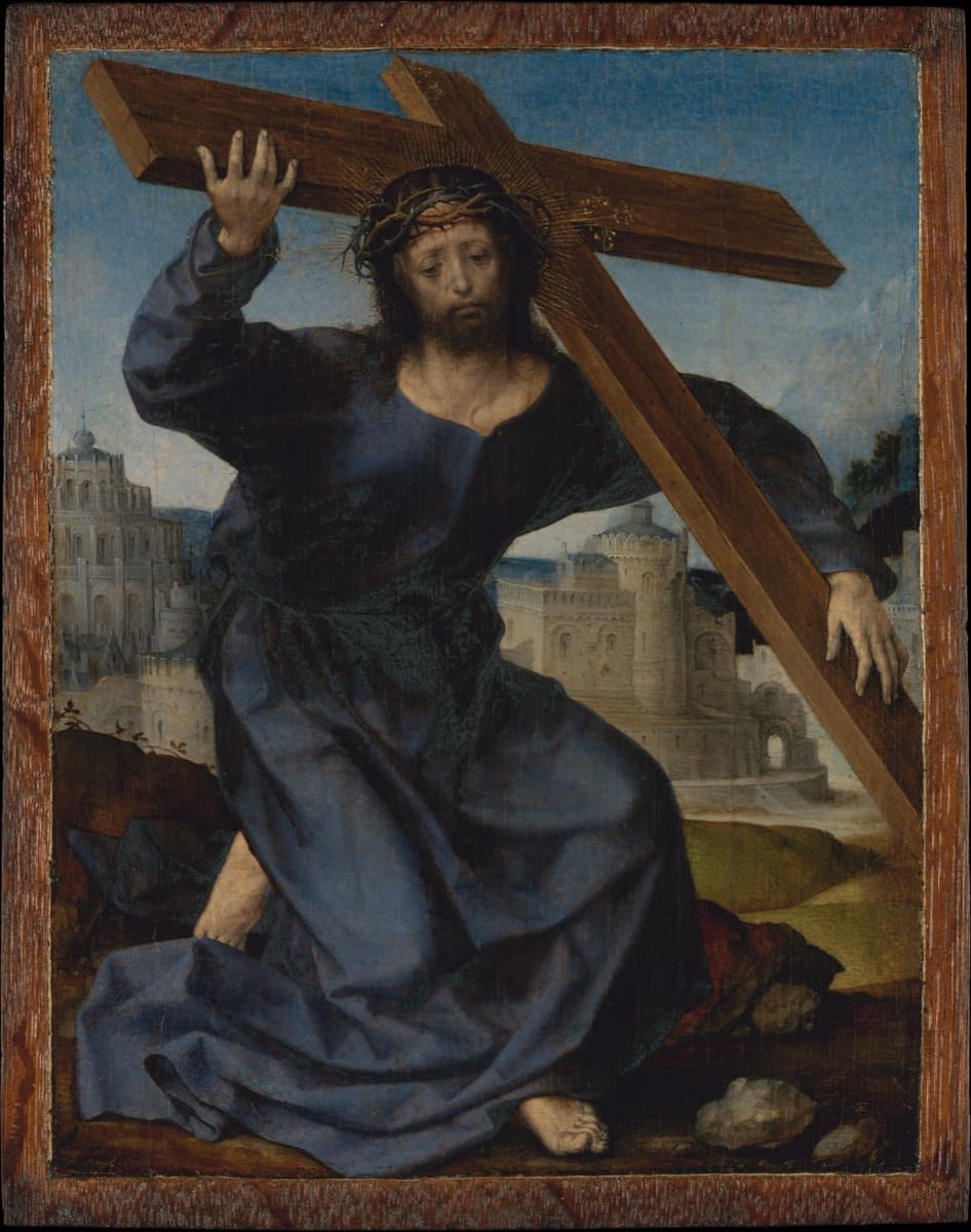 Station 7: Jesus falls the second time - Jan Gossart painting of Christ stumbling under the cross