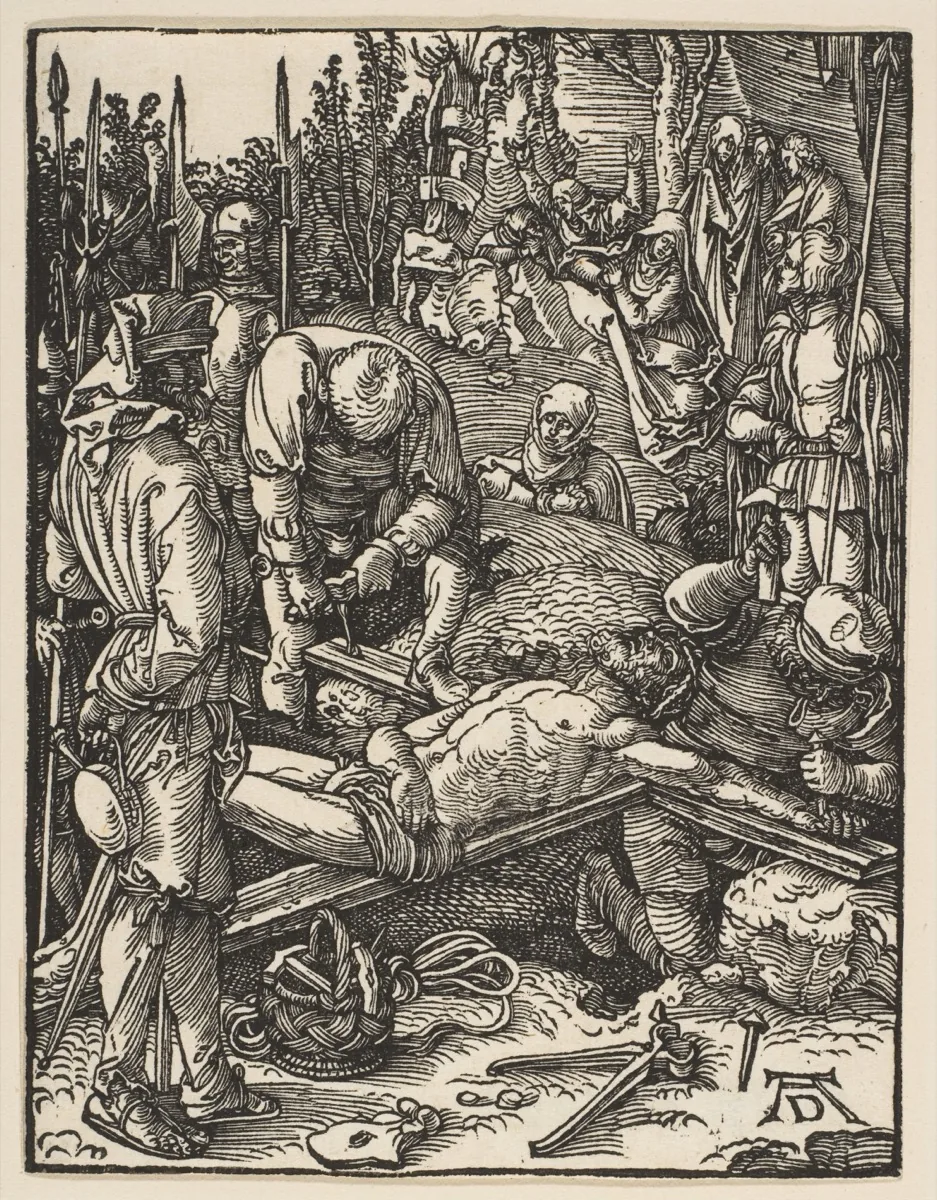 Station 11: Jesus is nailed to the cross - Durer woodcut of the Crucifixion