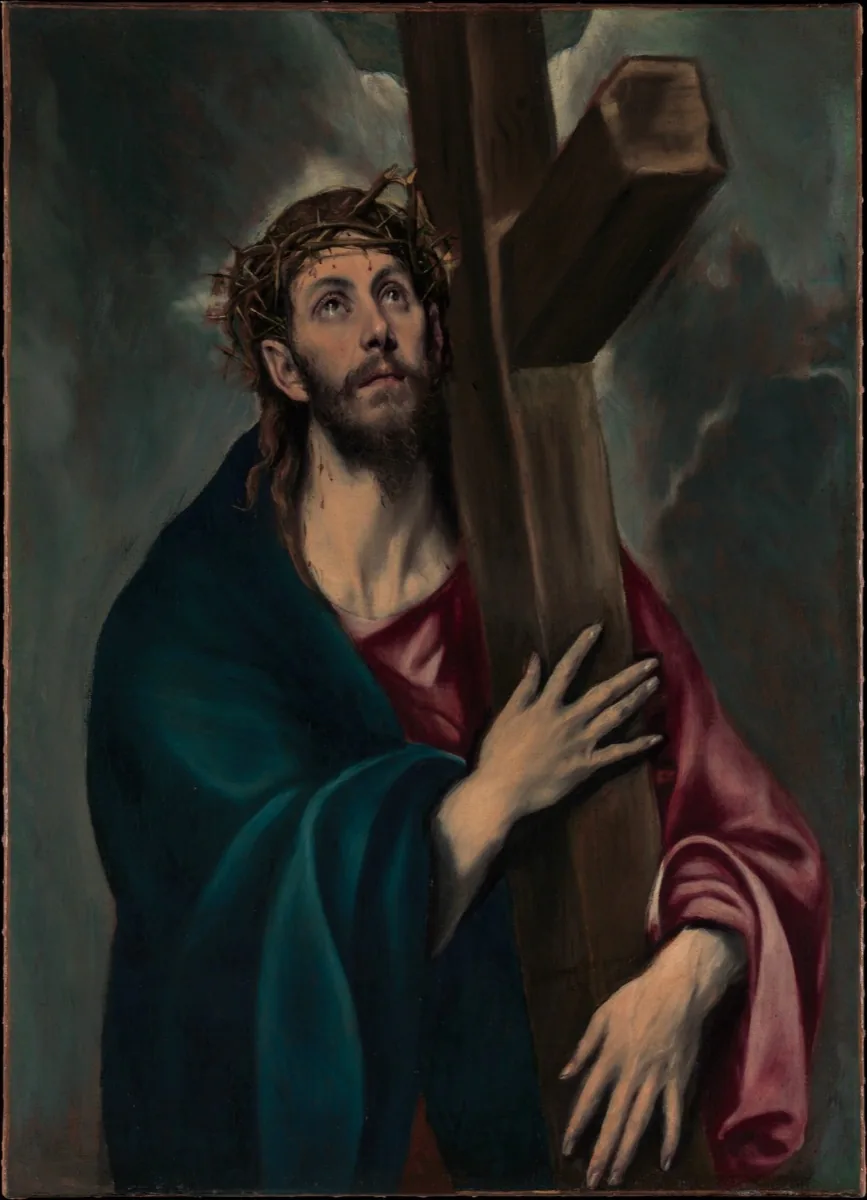 Station 2: Jesus carries His cross - El Greco painting of Christ carrying the cross