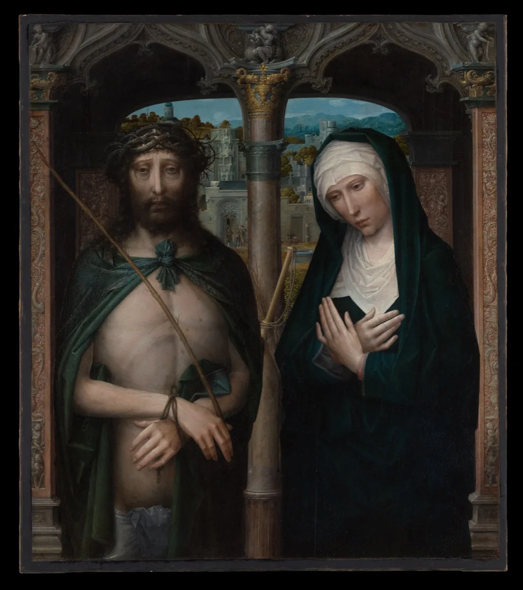 Station 4: Jesus meets His mother - Isenbrant painting of Christ and the Mourning Virgin
