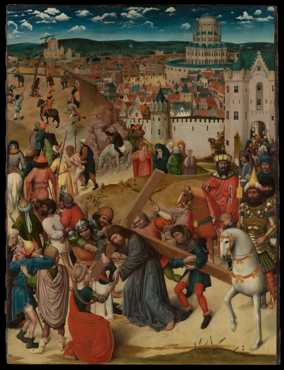 Station 5: Simon of Cyrene helps Jesus carry the cross - 15th century Netherlandish painting